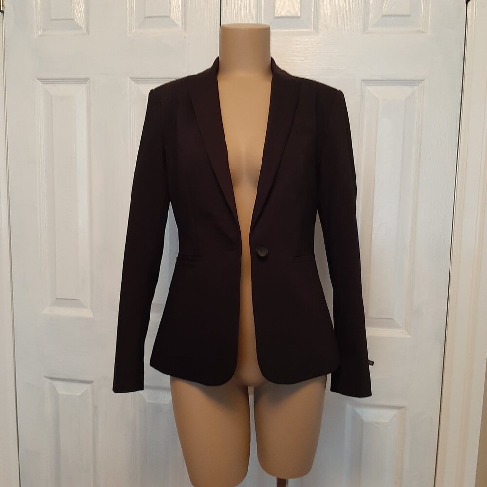 RW&CO Black Formal Structured Buttoned Blazer Suit Jacket with Lapel - Size 0